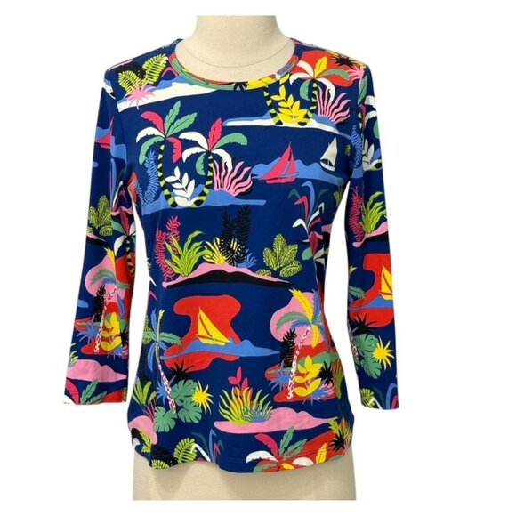 J. McLaughlin Wavesong Catalina Cloth Top Tropical Coral Ocean Colorful Size S - Picture 8 of 8